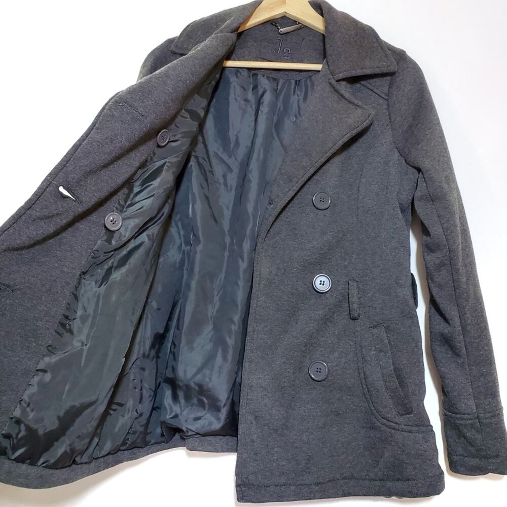 J2 by Jou Jou | Soft Sweatshirt-like Button Front Peacoat with Pockets - Picture 2 of 6